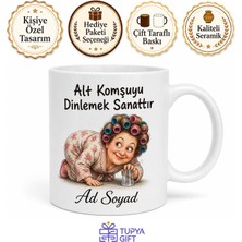 Tupya Gift Alt Komşudan Gelen Sesleri Dinleyen Meraklı Teyze Kupası Hediye Bardak
