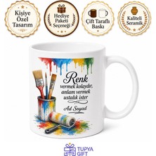 Tupya Gift Boyacı Temalı Baskılı Kupa Bardak Duvar Fırça Tasarım Hediye Porselen Mug