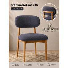 Arife Home Sandalye Kılıfı Arkası Tam Kaplama Yıkanabilir Esnek Lastikli Mutfak Sandalye Örtüsü Alt Üst 2parça Takım Chair Cover