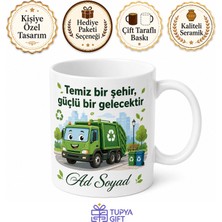 Tupya Gift Çöp Kamyonu Sürücüsüne Hediye Şehir Kahramanı Geri Dönüşüm Çevre Dostu Porselen Kupa Bardak