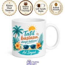 Tupya Gift Kişiye Özel Tatil Başlangıcı Baskılı Kupa Bardak Neşeli Hediye