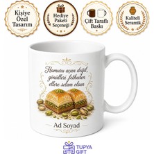 Tupya Gift Tatlıcıya Hediye Fıstıklı Lezzet Baklava Temalı Baskılı Porselen Kupa Bardak