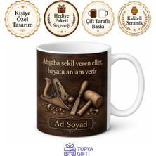 Tupya Gift Marangoz Hediyesi Ahşap Temalı Baskılı Kupa Bardak Özel Tasarım Porselen