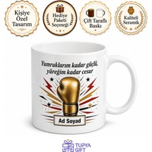 Tupya Gift Boks Şampiyonu Altın Yumruk Güçlü Kadın Temalı Porselen Kupa Bardak Hediye