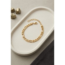 Havor 316L Çelik Gold Renk Figaro Zincir Model Erkek Bileklik
