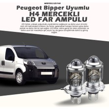 STS Oto Aksesuar Peugeot Bipper Uyumlu Xenon Mercek LED Uzun - Kısa Tek Renk Beyaz