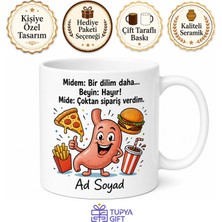 Tupya Gift Fast Food Oburu Pizza Hamburger Esprili Mide Komik Baskılı Kupa Bardak Hediye