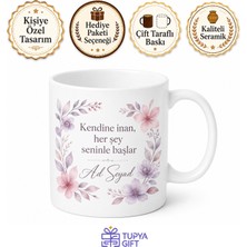 Tupya Gift Kişiye Özel Zarif Kadın Temalı Baskılı Kupa Bardak Isimli Hediye