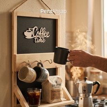 Pera Wooden Blanc Coffee Black Kahve Köşesi Kupa Askılığı 40X30 cm