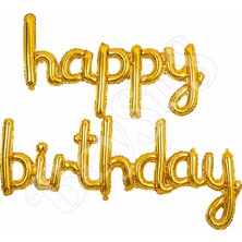 BeySüS Happy Birthday El Yazısı Folyo Balon Gold