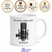 Tupya Gift Stüdyo Mikrofonu Temalı Baskılı Kupa Bardak Müzisyen Hediye Porselen Mug
