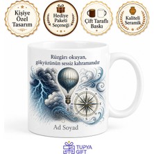 Tupya Gift Meteoroloğa Hediye Fırtına Takibi Rüzgar Gülü Hava Olayları Baskılı Porselen Kupa Bardak