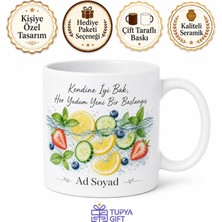 Tupya Gift Detoks Suyu Temalı Baskılı Kupa Bardak Hediye Sağlıklı Yaşam Porselen Mug