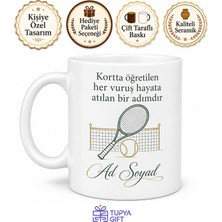 Tupya Gift Tenis Hocası Kortta Ralli Top Sepeti Backhand Öğreten Kupa Bardak Hediye