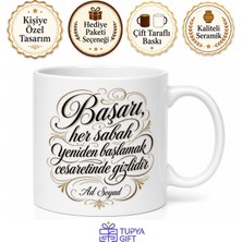 Tupya Gift Kaligrafi Tasarımlı Motivasyon Kupası Özel Baskılı Porselen Kupa Bardak Hediye