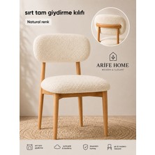 Arife Home Sandalye Kılıfı Arkası Tam Kaplama Yıkanabilir Esnek Lastikli Mutfak Sandalye Örtüsü Alt Üst 2parça Takım Chair Cover