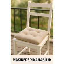 Uykuperest Pofidık Bej Sandalye Minderi – Bağcıklı, Slikon Dolgulu, Yıkanabilir