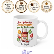 Tupya Gift Şurup Kullananlara Özel Öksürük Şurubu Vitamin Çocuk Ilacı Baskılı Kupa Hediye