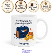 Tupya Gift Isimli Kurye Kupası Kurye Çantası Desenli Özel Tasarım Hediye Kupa Bardak