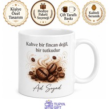Tupya Gift Kahve Çekirdeği Desenli Tiryaki Kupası Kahve Aşıkları Için Özel Hediye Kupa Bardak