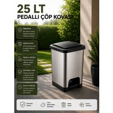 Lorempbox 25 Lt Slim Pedallı Çöp Kovası Gri - Siyah
