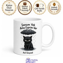 Tupya Gift Şanssız Bahtsız Bedevi Kara Kedi Esprili Bulutlu Yağmur Kupa Bardak Hediye