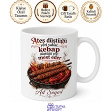 Tupya Gift Kebap Severlere Özel Adana Urfa Kebap Ocakbaşı Keyfi Baskılı Porselen Kupa Bardak Hediye