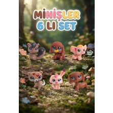 Farbu Oyuncak Pet Star Little Sevimli Minişler 6'lı Miniş Figür Oyuncak Seti Sevimli Hayvan Figürleri ve Aksesuarları 3046A21