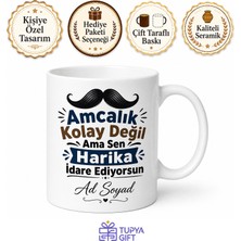 Tupya Gift Kişiye Özel Amcaya Esprili Baskılı Kupa Bardak Hediye Amca Hediyesi