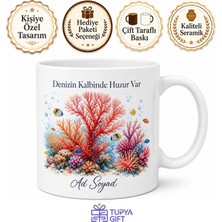 Tupya Gift Mercan Temalı Baskılı Kupa Bardak Özel Tasarım Porselen Hediye