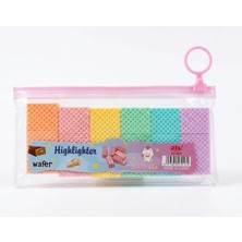 Gofret Tasarımlı 6'lı Pastel Fosforlu Kalem Seti - Şeffaf Çantalı Sevimli Kawaii Işaretleme Kalemi