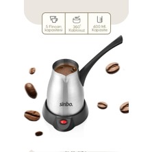 Uravas Store Çelik Elektrikli Cezve Türk Kahve Makinesi - 5FİNCAN=400ML 360° Kablosuz Kullanım Katlanır Kulp 700W SCM-2967 (5528)