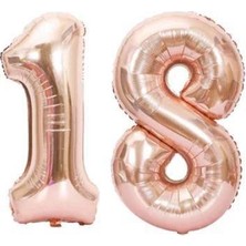 BeySüS Rakam Folyo Balon 18 On Sekiz Yaş Rose Gold
