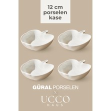 Ucco 4 Adet Porselen Kase Çerezlik Kahvaltılık Meyve Tabağı Tatlı Sunum Tabağı 12 cm Kahvaltılık Tabak
