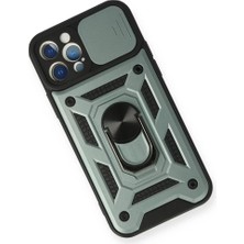 Uravas Store Newface Iphone 12 Pro Kılıf Pars Lens Yüzüklü Silikon - Yeşil