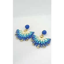 Nd Jewelry Maris Mavi Hasır Yelpaze Küpe