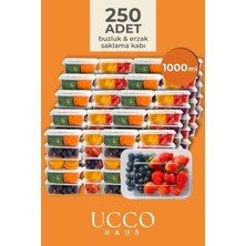 Ucco 250 Adet 1 Litre Ekonomik Buzdolabı Dondurucu Erzak Sızdırmaz Saklama Kabı Seti Buzluk Organizer
