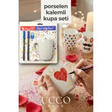 Ucco Dıy Kupanı Kendin Tasarla Seti - 1 Adet Paşabahçe Porselen Kupa x 2 Edding Kalem Sevgililer Günü