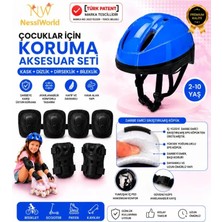 Uravas Store Üreticiniz Bisiklet Kaykay Paten Çocuk Kaskı ve Dizlik Set Mavi/siyah
