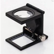 Uravas Store 28X28 mm Katlanır Sayaçlı Metal Lüp, 2 LED Işıklı Büyüteç Tekstil TH9005A
