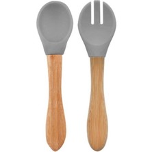 Uravas Store Mama Kaşığı ve Çatal Seti Powder Grey