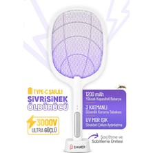 Byanes Şarjlı Elektrikli Uv Işıklı Sivrisinek Öldürücü Raket Sinek Kovucu Sineksavar Işıklı Raket Sineklik