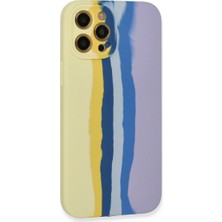 Uravas Store Newface Iphone 12 Pro Max Kılıf Ebruli Lansman Silikon - Sarı-Lila