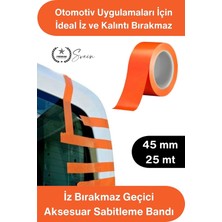 Svein #sabitlemebandı Iz Bırakmaz Turuncu Geçici Aksesuar Sabitleme Bandı 45MM x 25M Oto Cam Montaj Spoiler Çıta Plaka Anten Koruma Boya Dostu Güçlü Yapışkan Transfer Maskeleme Uygulama Rulosu