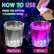 Uravas Store Renkli LED Parlayan Fiber Optik Glow Işıklı Bardak 5,5 x 5,5 cm (Adet Fiyatıdır)