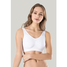 LA VIOR STYLE La Vıor Kadın Beyaz Kalın Askılı Çıkarılabilir Pedli Büstiyer