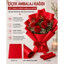 Çınarasyada Home Kırmızı Parlak Ambalaj Kağıdı | Lüks Görünümlü Buket & Hediye Paketi 57X57 4 Adet