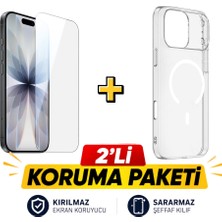 Alan Tech Apple iPhone 17 Pro Max Uyumlu Set Sararmayan Şeffaf Kılıf + 9h Kırılmaz Cam Ekran Koruyucu 2'li Koruma Paketi Seti