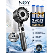 NOY Filtreli Duş Başlığı Yedek Filtre Hediyeli (3 Adet) Klor ve Kireç Önleyici, Yüksek Basınçlı