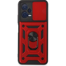 Küçük Hazine Xiaomi Redmi Note 12 5g Kılıf Pars Lens Yüzüklü Silikon - Kırmızı